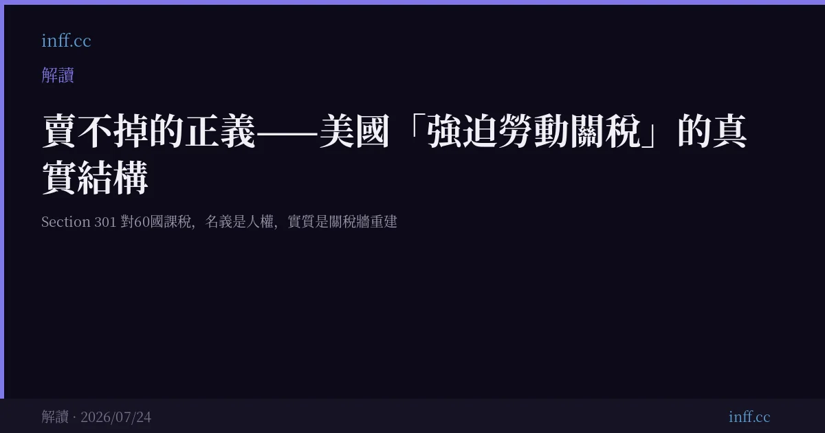賣不掉的正義——美國「強迫勞動關稅」的真實結構